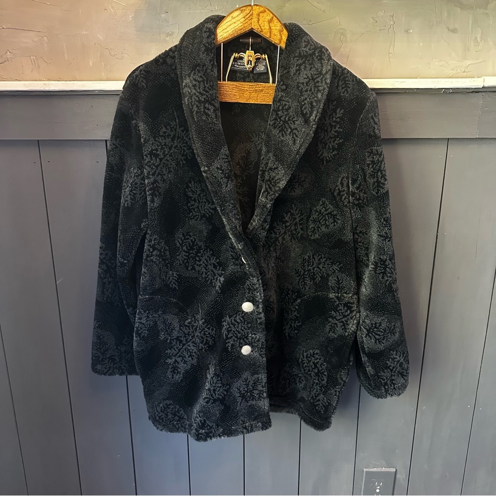 Sonoma Jean Company‎ Cozy Black Textured Fleece Teddy Jacket size M